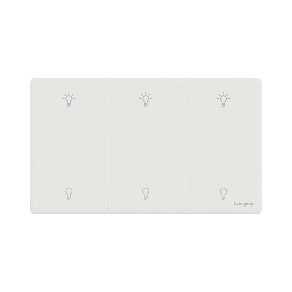 Schneider Electric UnicaX 3 Gang 250W Rotary Dimmer, Painted White, Smooth Control, Flush-Mount 1