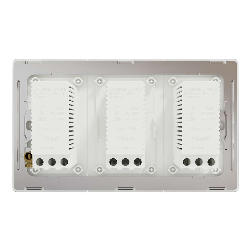 Schneider Electric UnicaX 3 Gang 250W Rotary Dimmer, Painted White, Smooth Control, Flush-Mount 3