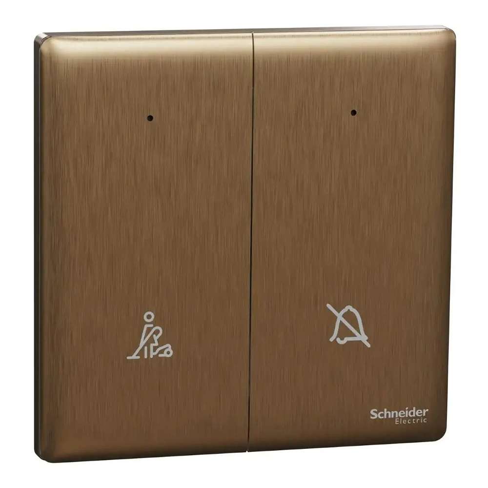 Schneider Electric UnicaX 2 Gang Status Switch with Neon, DND/Please Wait, Dark Bronze, Flush-Mount 0