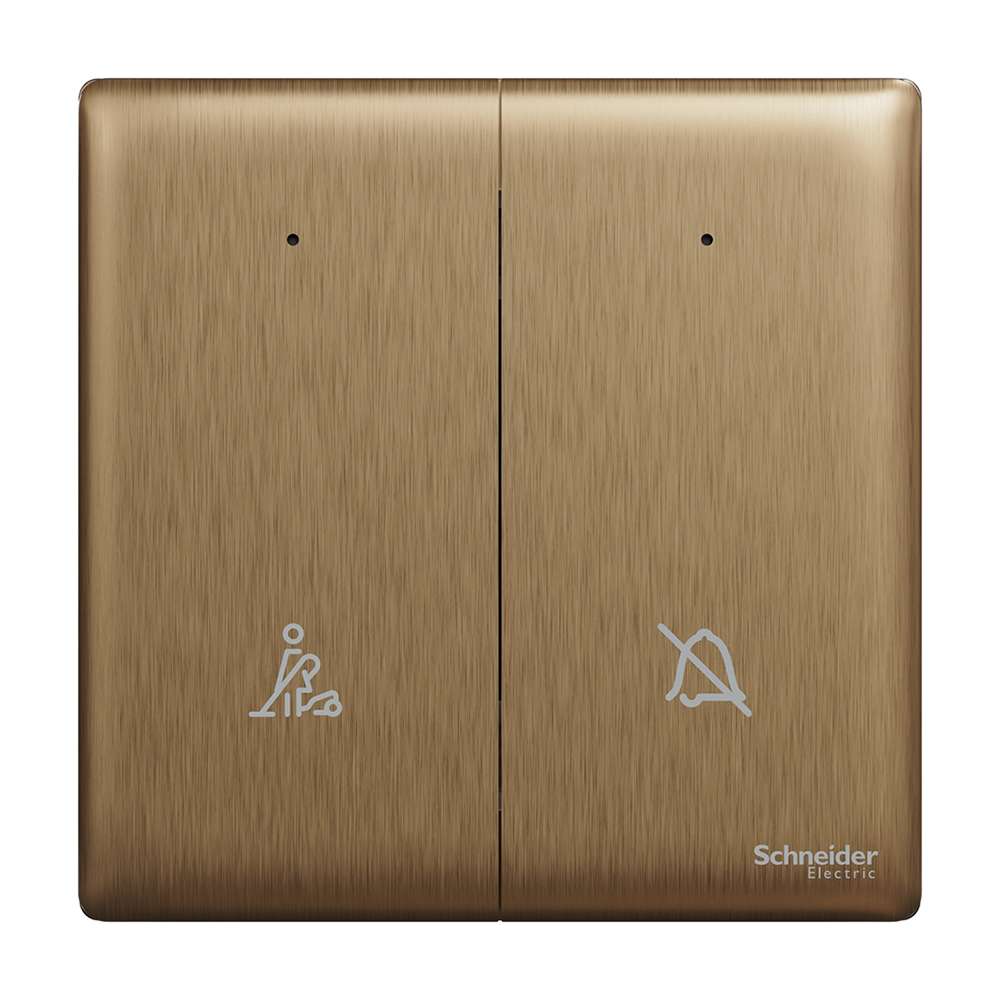 Schneider Electric UnicaX 2 Gang Status Switch with Neon, DND/Please Wait, Dark Bronze, Flush-Mount 1