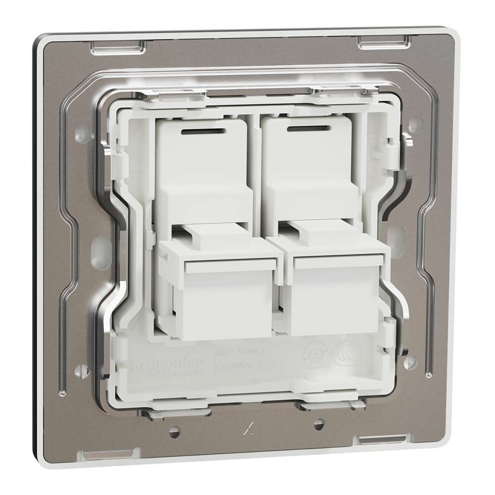 Schneider Electric UnicaX 2-Gang Telephone Socket, Dark Grey, Dual Ports & Clean Labels 2