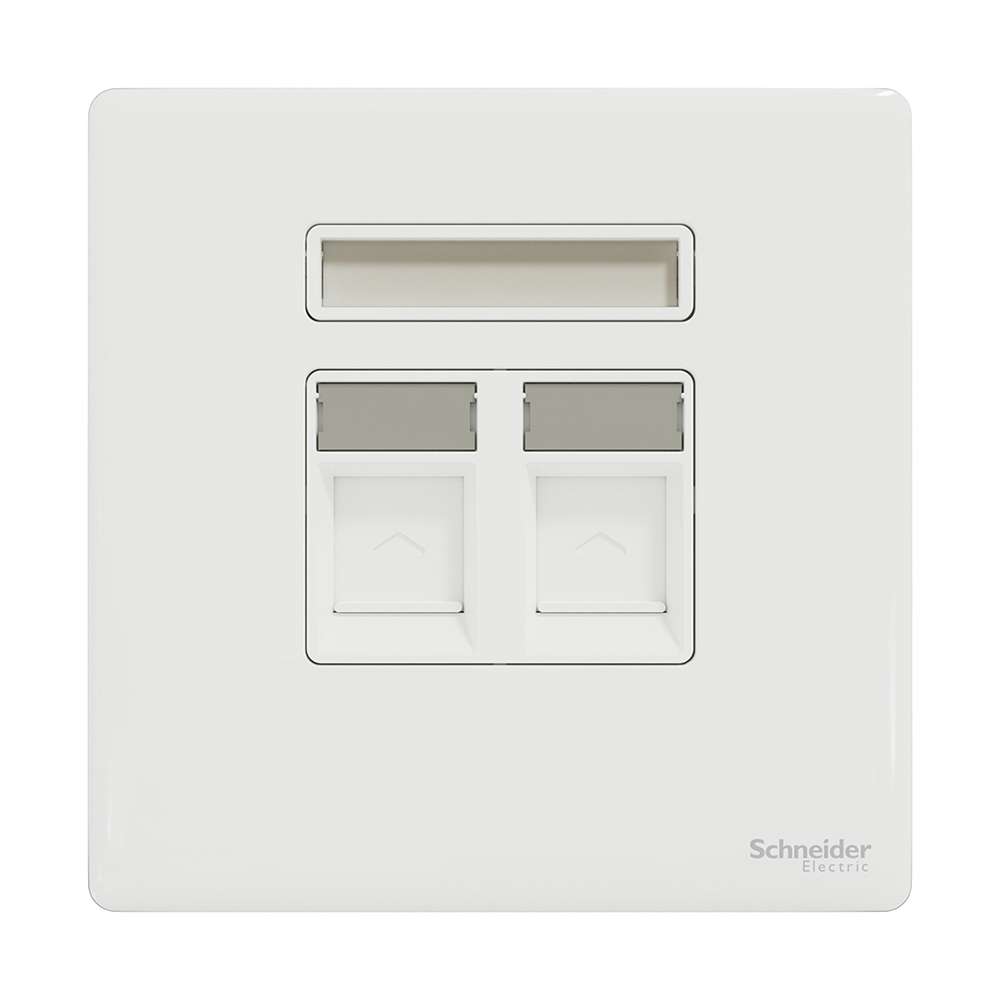 Schneider Electric UnicaX 2-Gang Telephone Socket, Painted White, Dual Ports & Clean Labels 1