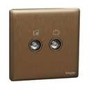 Schneider Electric UnicaX 2 Gang TV Socket, Dark Bronze, Slim Plate, Flush-Mount 1