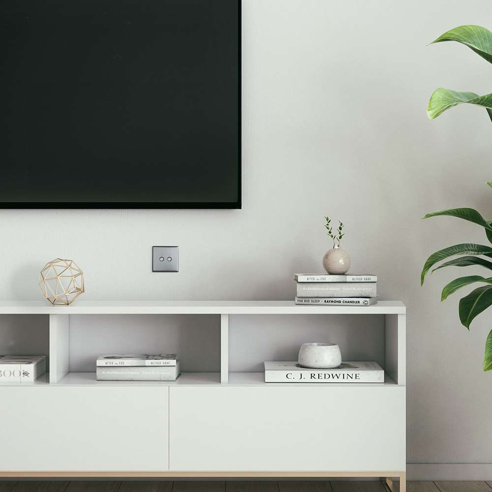 Schneider Electric UnicaX 2 Gang TV Socket, Dark Grey, Slim Plate, Flush-Mount 8