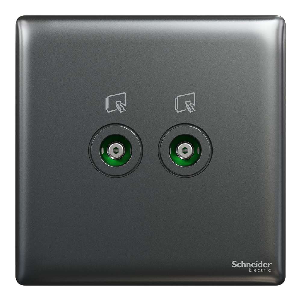 Schneider Electric UnicaX 2 Gang TV Master & FM Outlet, Dark Grey, Clean Aesthetic, Flush-Mount 1