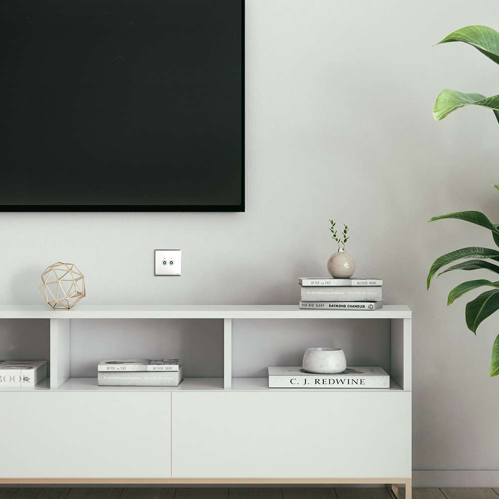 Schneider Electric UnicaX 2 Gang TV Socket, Stainless Steel, Clean Aesthetic, Flush-Mount 7