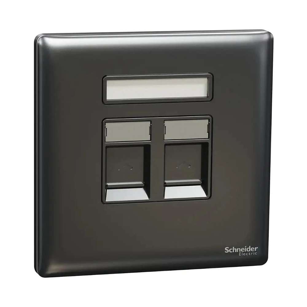 Schneider Electric UnicaX 2 Gang Wall Plate, Without Module, Dark Grey, Flush-Mount 0