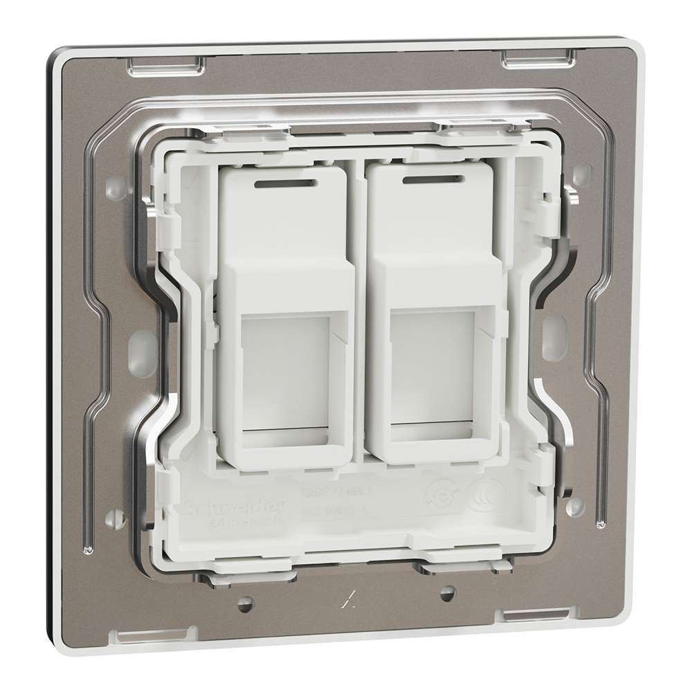 Schneider Electric UnicaX 2 Gang Wall Plate, Without Module, Jet Black, Flush-Mount 1