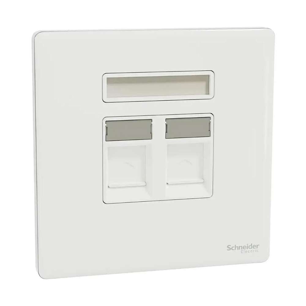 Schneider Electric UnicaX 2 Gang Wall Plate, Without Module, Painted White, Flush-Mount