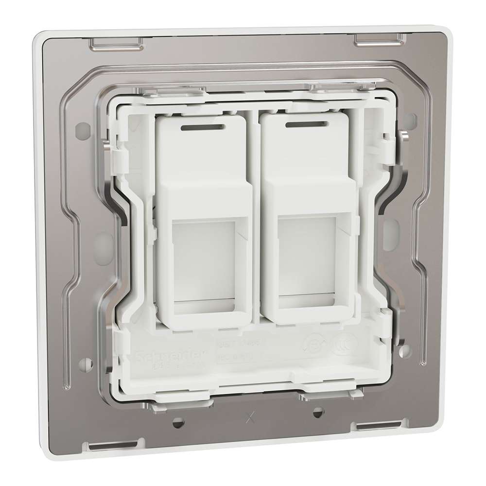 Schneider Electric UnicaX 2 Gang Wall Plate, Without Module, Painted White, Flush-Mount 3