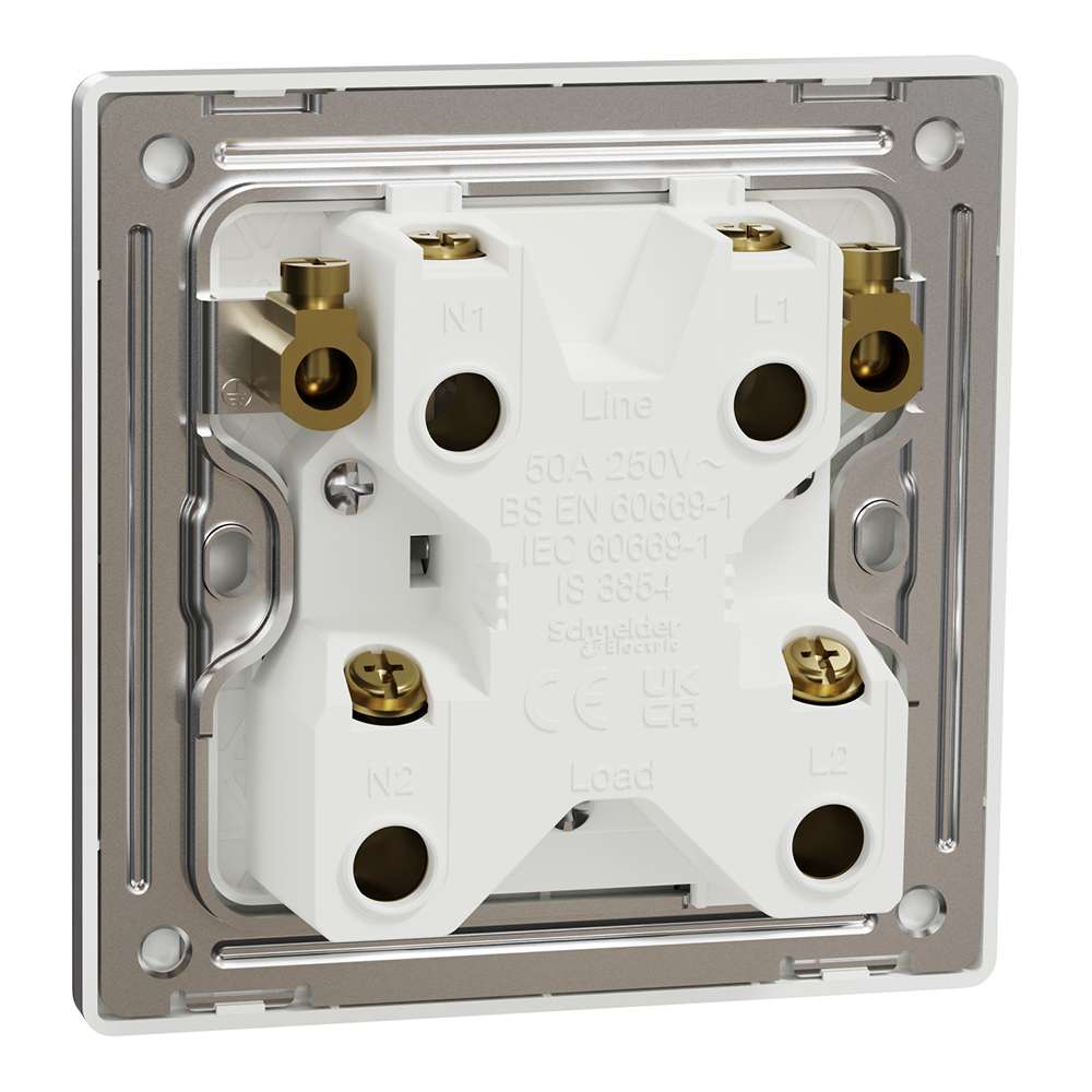 Schneider Electric UnicaX 32A 1-Gang DP with LED & Earth, Stainless Steel 1