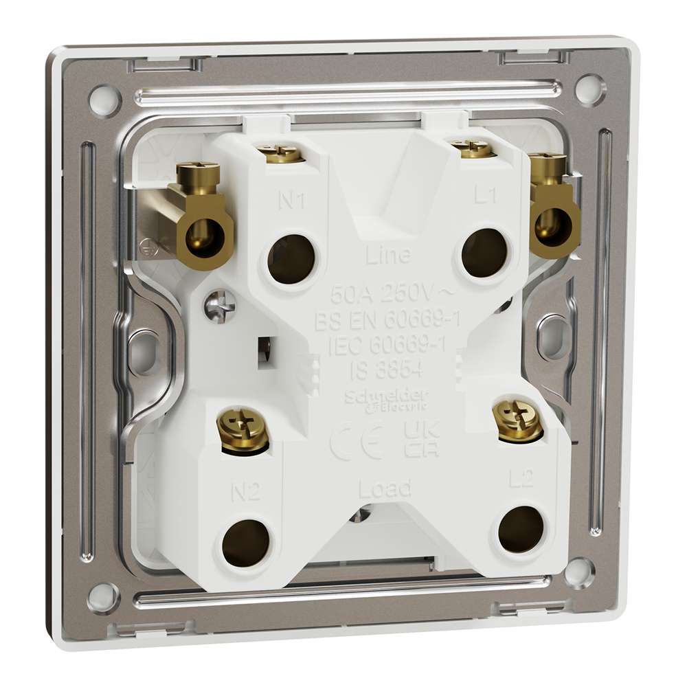 Schneider Electric UnicaX 50A 1-Gang DP with LED & Earth, Antique Brass 1