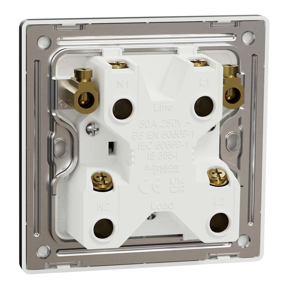 Schneider Electric UnicaX 50A 1-Gang DP with LED & Earth, Jet Black 1