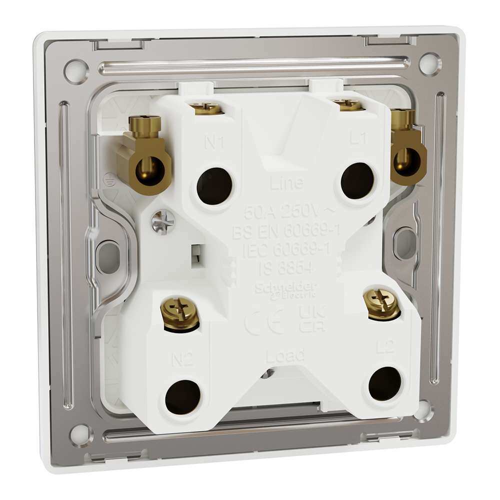 Schneider Electric UnicaX 50A 1-Gang DP with LED & Earth, Painted White 1