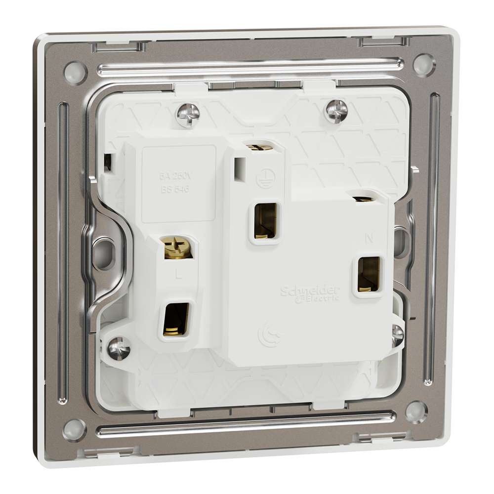 Schneider Electric UnicaX 5A 250V 1-Gang Socket, Antique Brass, Shuttered & Slim Front 2