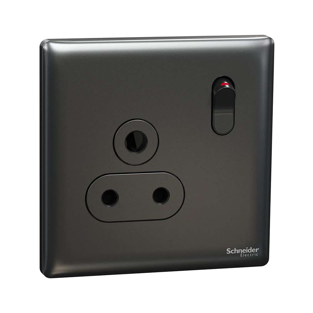 Schneider Electric UnicaX 5A 250V 1-Gang Socket, Dark Grey, Shuttered & Slim Front 0