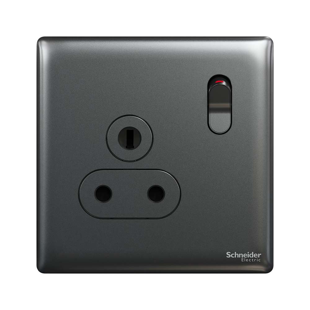 Schneider Electric UnicaX 5A 250V 1-Gang Socket, Dark Grey, Shuttered & Slim Front 1