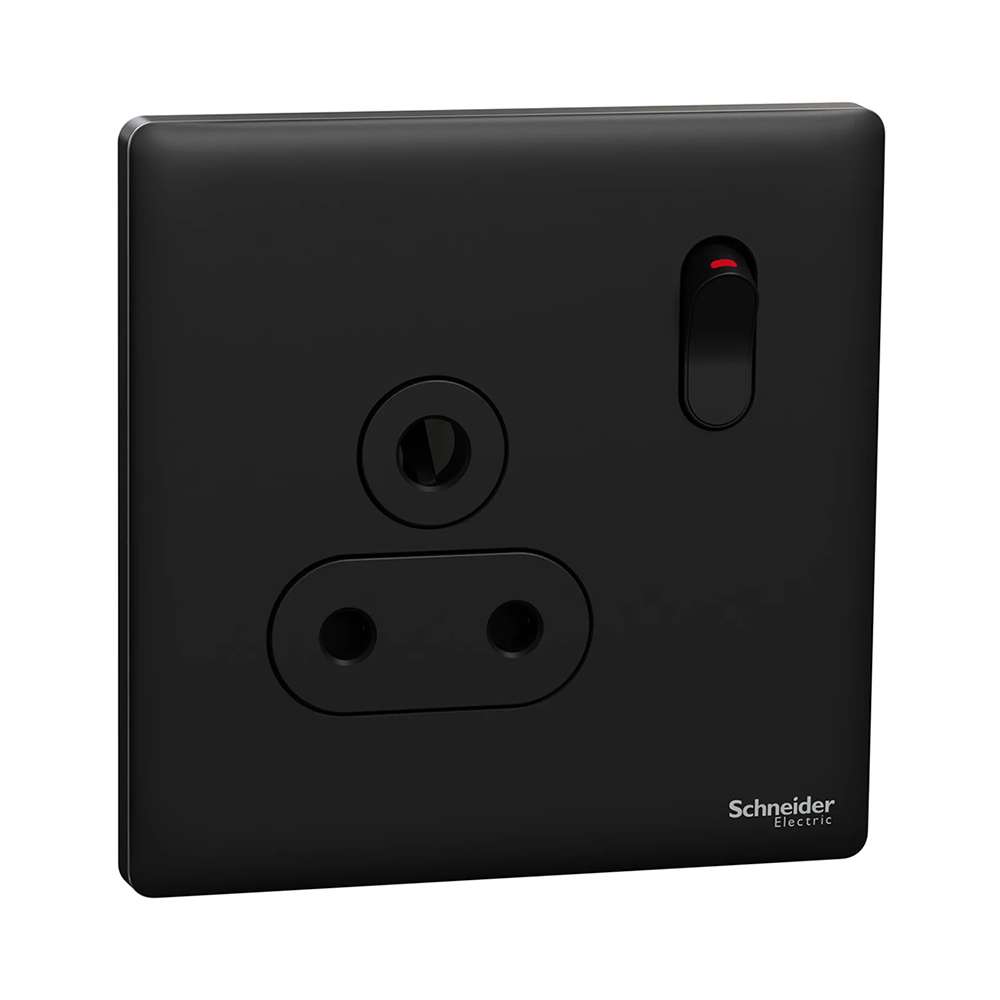Schneider Electric UnicaX 5A 250V 1-Gang Socket, Jet Black, Shuttered & Slim Front 0