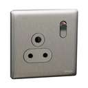 Schneider Electric UnicaX 5A 250V 1-Gang Socket, Stainless Steel, Shuttered & Slim Front 0