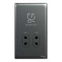 Schneider Electric UnicaX Shaver Socket 115/240V, Dark Grey, Dual‑Voltage & Slim Front 1