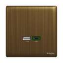 Schneider Electric UnicaX USB Charger, Dual USB‑A + USB‑C, Antique Brass, Slim Plate, Flush-Mount 0