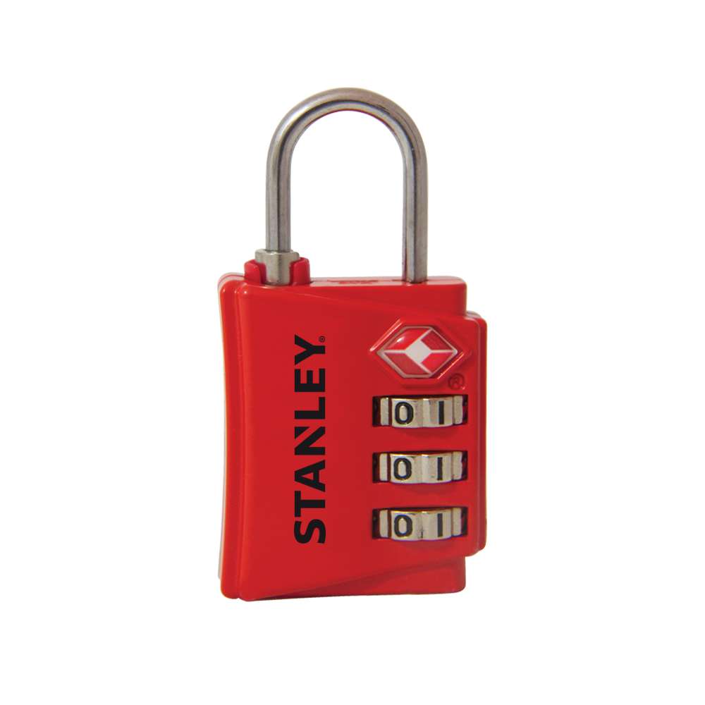 Stanley Padlock Zinc 30mm 3-Digit Combination TSA Red 0