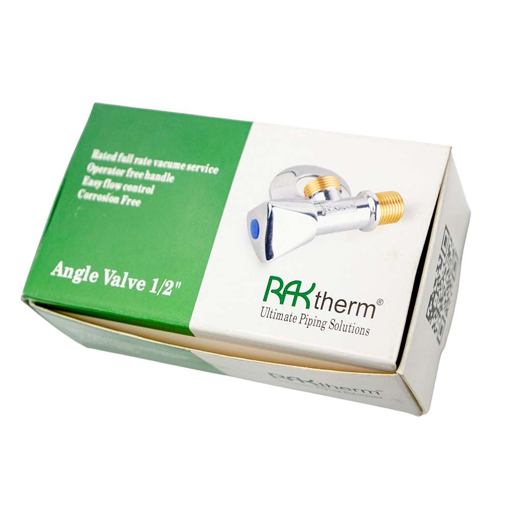 صمام حنفية زاوية (Raktherm) باللون الفضي قياس (1/2") موديل (V6) 2