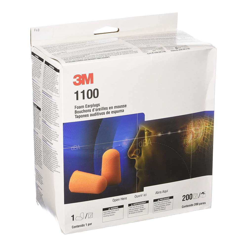 سدادات أذن رغوية (3M) باللون البرتقالي موديل (1100) تباع (200Pair/Box) 7