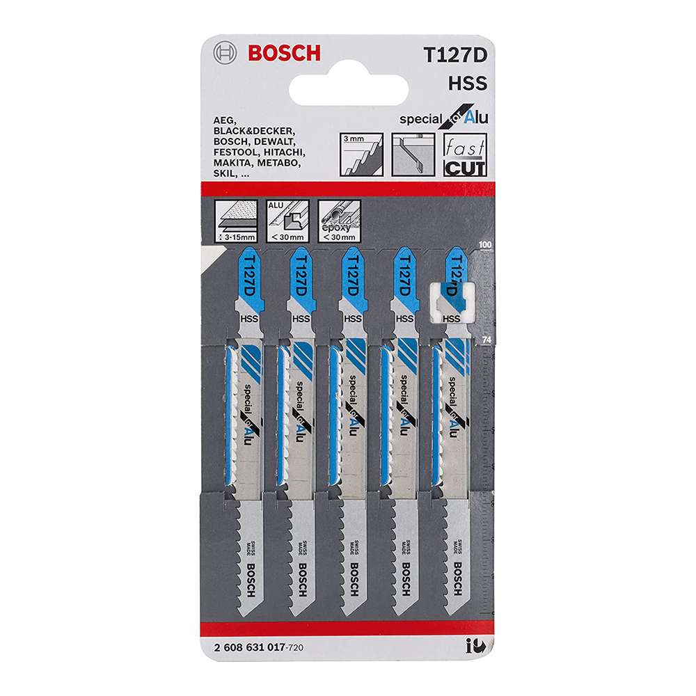 شفرة منشار بوش (bosch) الترددية قياس (T127D) مصنوعة من الستانلس ستيل سريع القطع موديل (2608631017) تباع علبة من خمس قطع 2