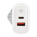 Terminator USB Wall Charger with 38W Fast Charging USB-A QC3 and USB-C PD with 13A Plug and Blue Light Indicator-White TUSBWC 02-38W 2