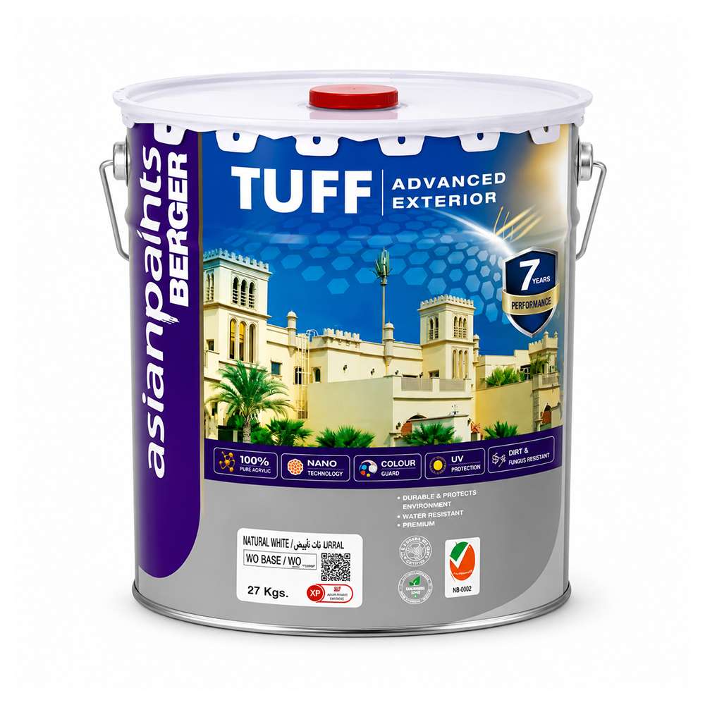 Asian Paints Berger Tuff Exterior Matt, 18L, White, Weather-Resistant, Durable Finish