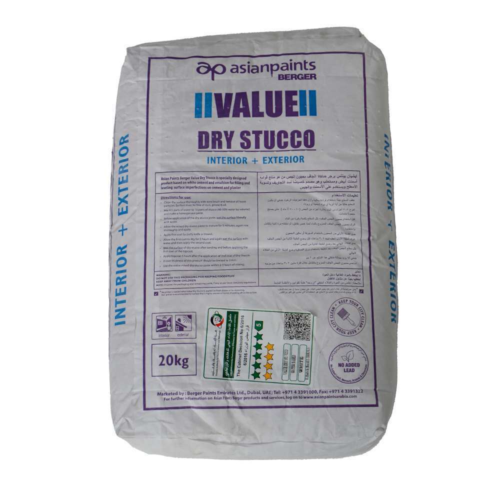 Asian Paints Berger Value Dry Stucco for Cement And Emulsion Filling -White-20Kg 1