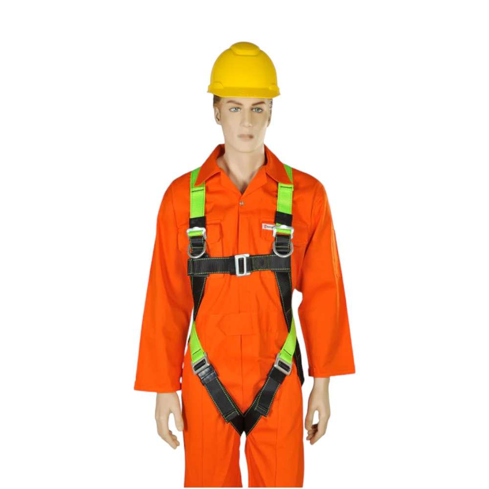 Ameriza Vertex Combo Full Body harness with twin webbing Lanyard, Green/Black 0