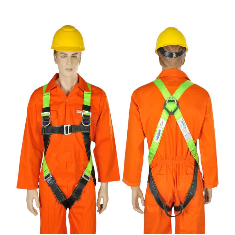 Ameriza Vertex Combo Full Body harness with twin webbing Lanyard, Green/Black 2