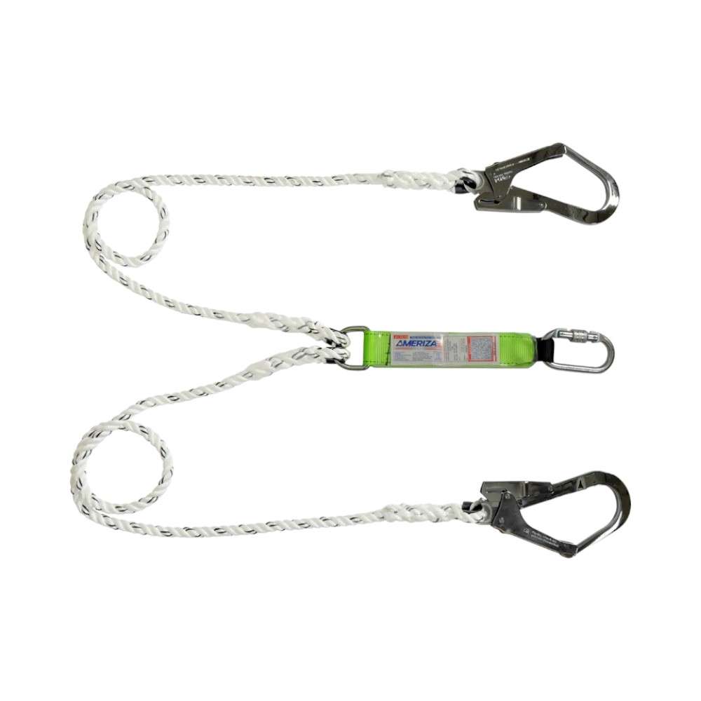 Ameriza Twin Rope Y type Lanyard with Shock Absorber, Green