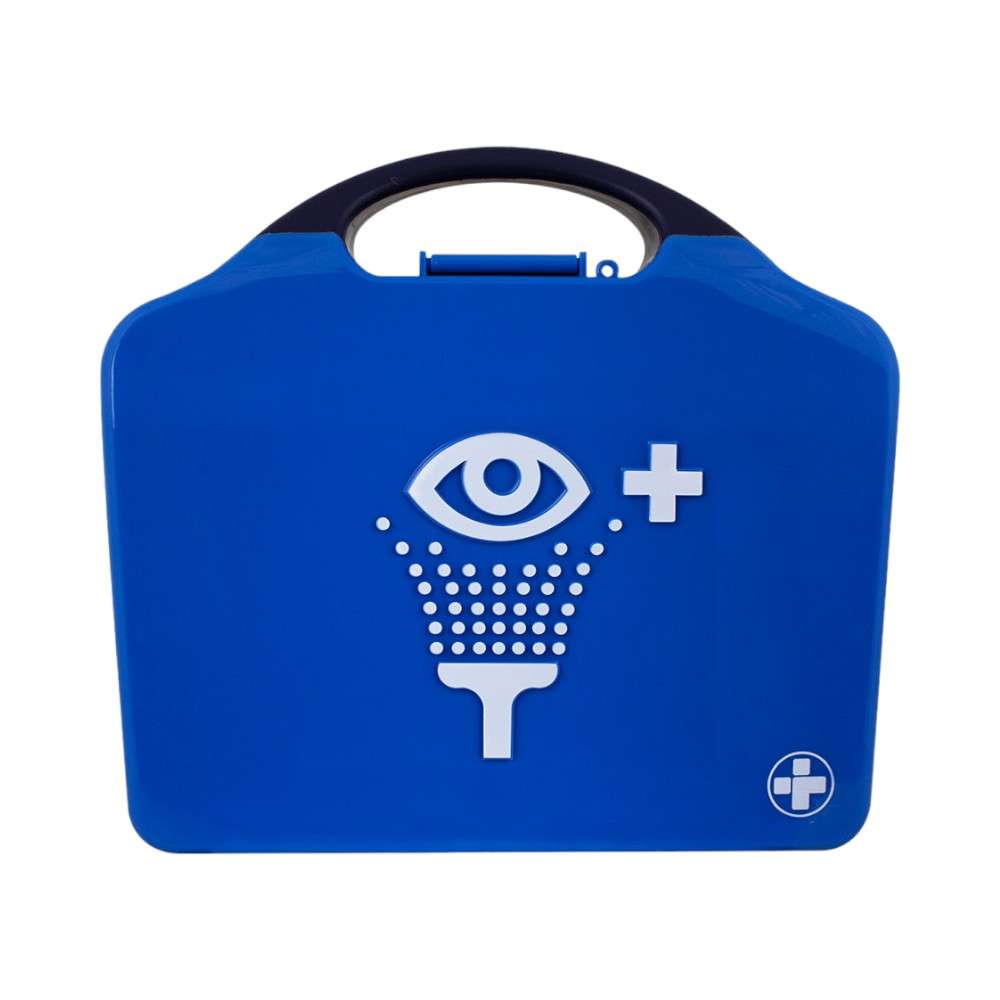 Reliance 904, Wall Mounted Double Eye Wash Station, Blue Aura Kit 1