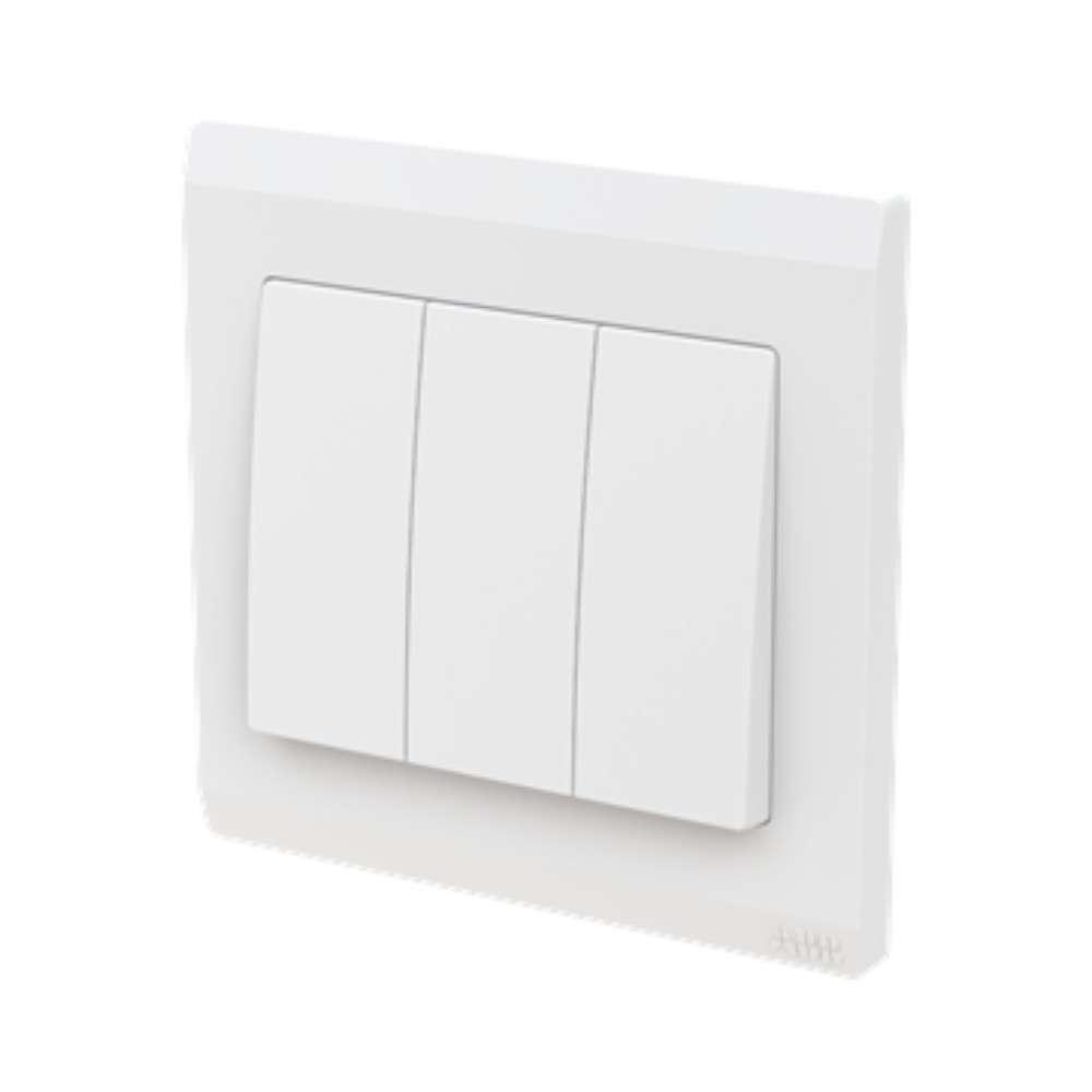 ABB 3 Gang 1 Way 10Amp Switch,Inora BL103, White 1