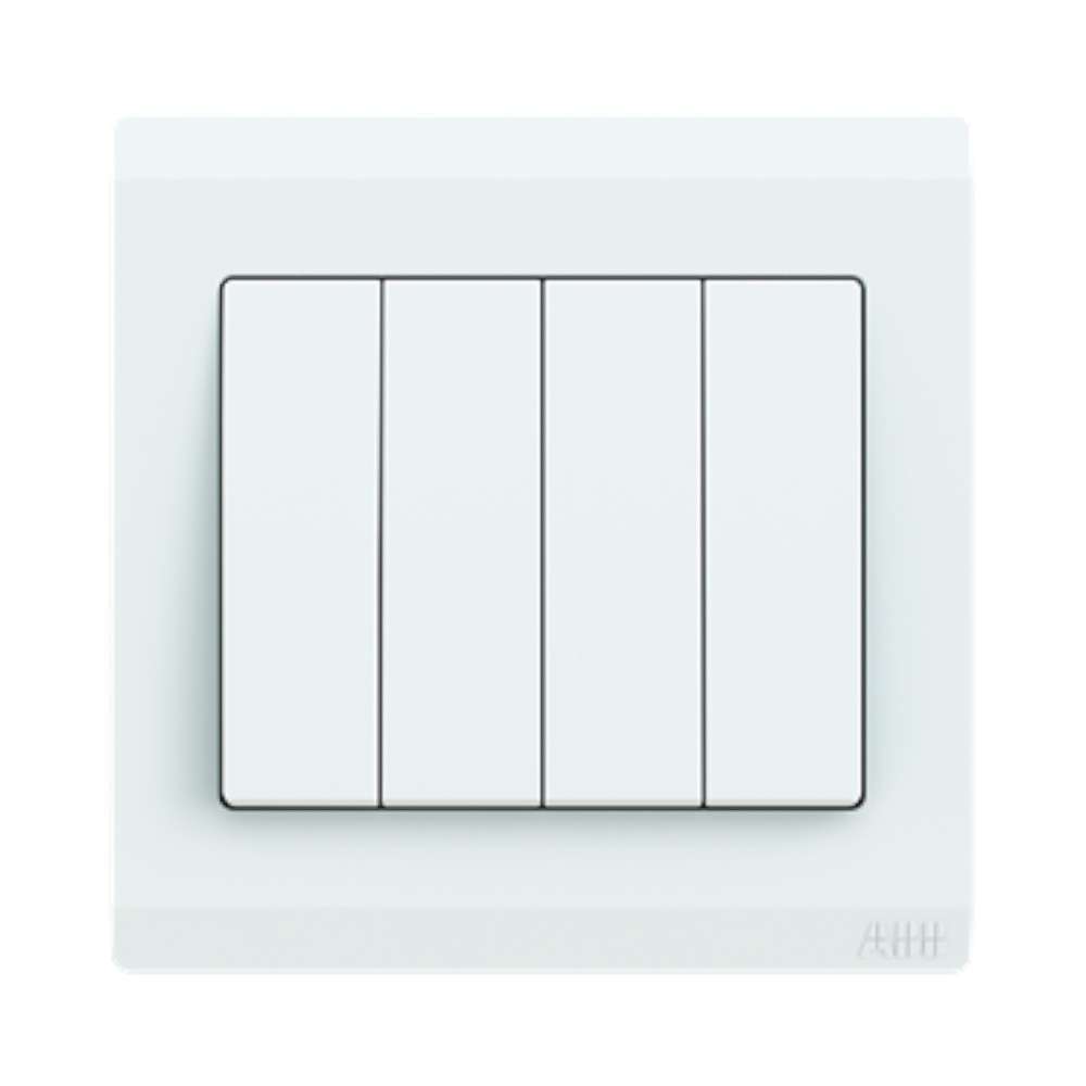 ABB 4 Gang 1 Way 10Amp Switch,Inora BL104, White 0