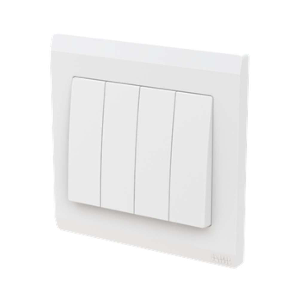 ABB 4 Gang 1 Way 10Amp Switch,Inora BL104, White 1