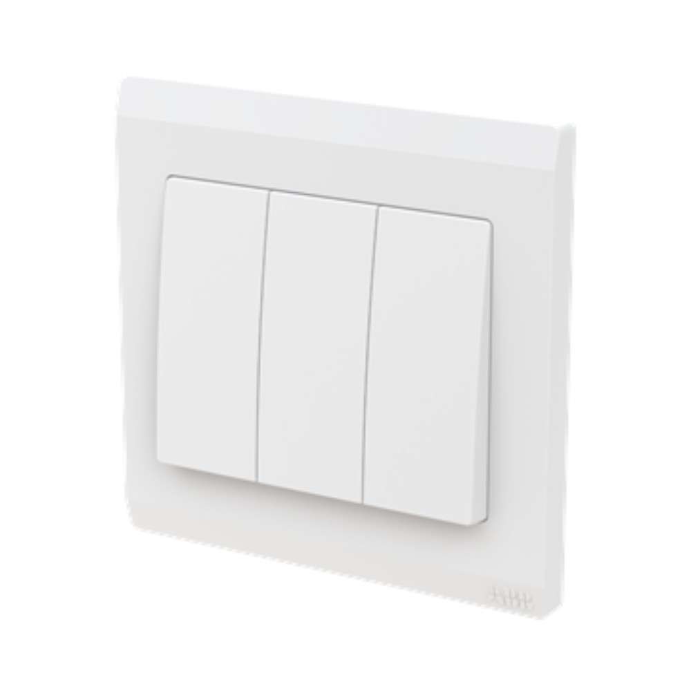 ABB 3 Gang 2 Way 10Amp Switch,Inora BL107, White 1