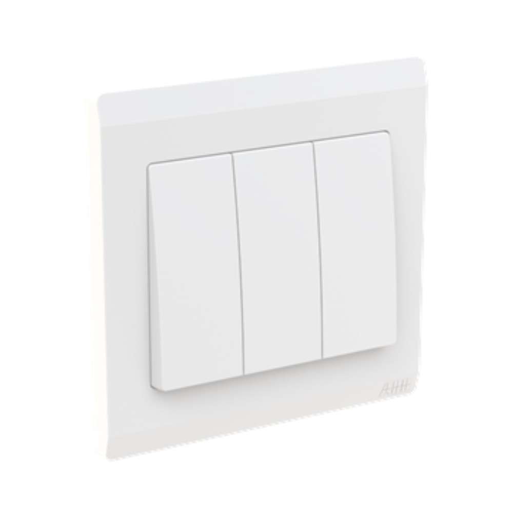 ABB 3 Gang 2 Way 10Amp Switch,Inora BL107, White 2