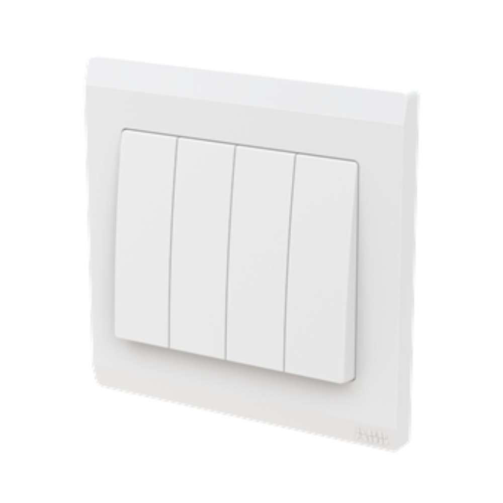 ABB 4 Gang 2 Way 10Amp Switch,Inora BL108,White 1