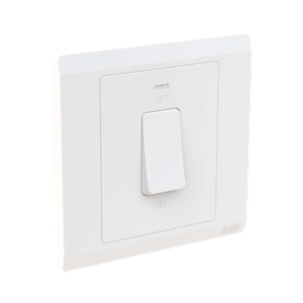 ABB 1 Gang 1 Way 20Amp Double Pole Switch with Neon light, INORA BL111S, White 2