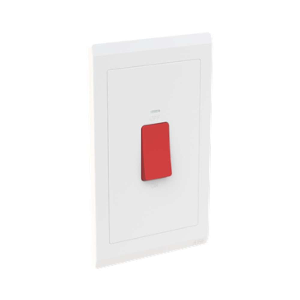 ABB 1 Gang 45Amp Double pole Switch with Neon light, Inora BL143, White 2