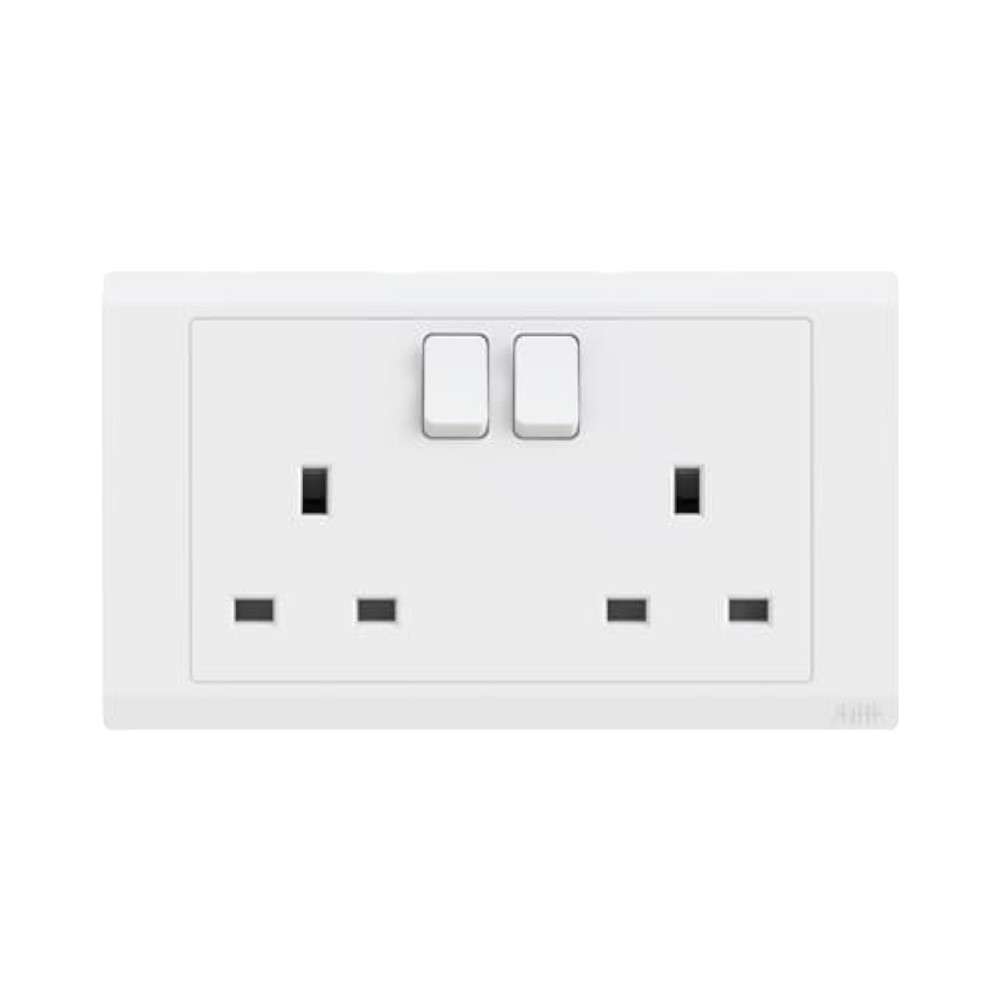 ABB 2 Gang 13Amp Switch Socket Single Pole, Inora BL227WH, White 0