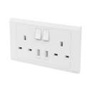 ABB 2 Gang 13Amp Switch Socket Double Pole with USB, Inora BL262, White 1