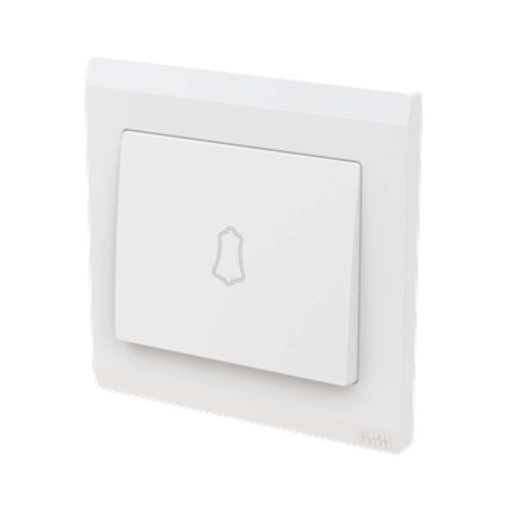 ABB 1 Gang 1 Way 10Amp Door bell mark Push Switch, IFJORA BL429, White 1