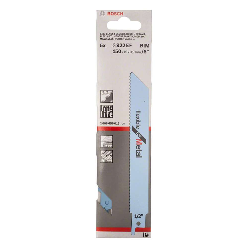 Bosch 2608656015 S-922 EF Reciprocating Saw Blade, 18TPI x 150mm, 5Pcs/pack 2