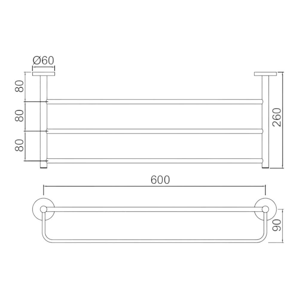 Jaquar (ACN-ACR-1181S) 600 mm Stainless Steel Towel Shelf with Lower Hangers - Antique Copper 1