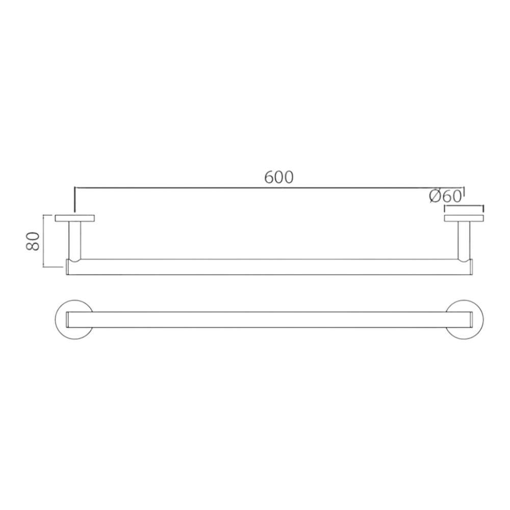 Jaquar (ACN-CHR-1111SM) 600 mm Long Stainless Steel Towel Rail - Chrome 1